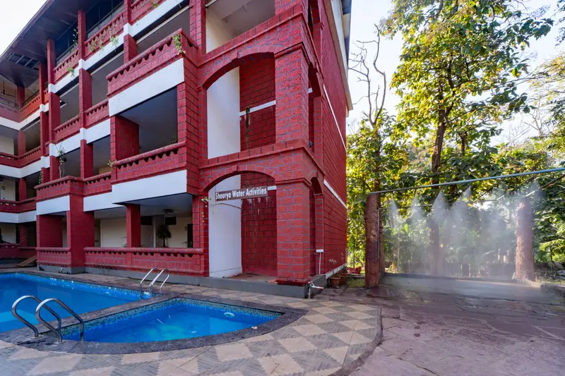 The tower beside the pool