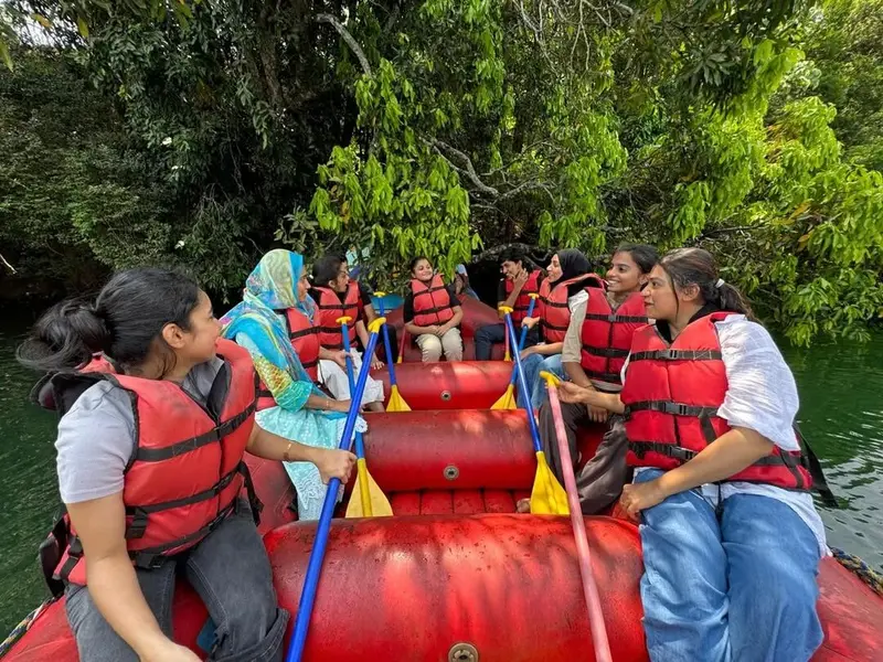Guests in a raft