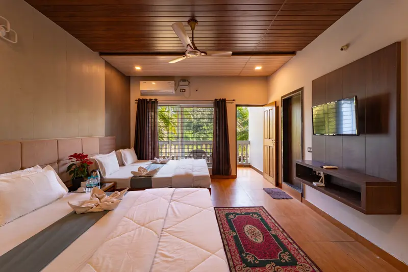 Triple sharing room with a television